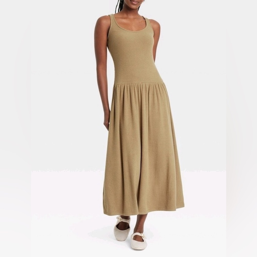 NWT~Universal Thread Tan Sleeveless Maxi Sundress drop waist textured SZ XXL - Picture 5 of 10